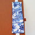 Handmade A4 fabric notebook pen pocket in Blue Paisley Print pocket and inner - white elastic — Dark Star Stitches 