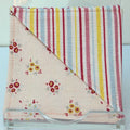 Handmade fabric bookmark in candy stripe corner and back with pale pink floral inner — Dark Star Stitches
