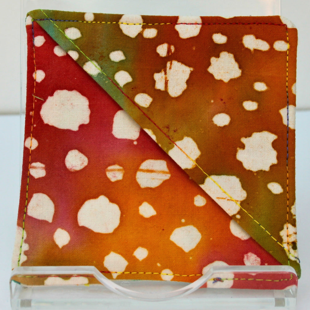 Handmade fabric bookmark in tie dye with patterns corner, back and inner — Dark Star Stitches