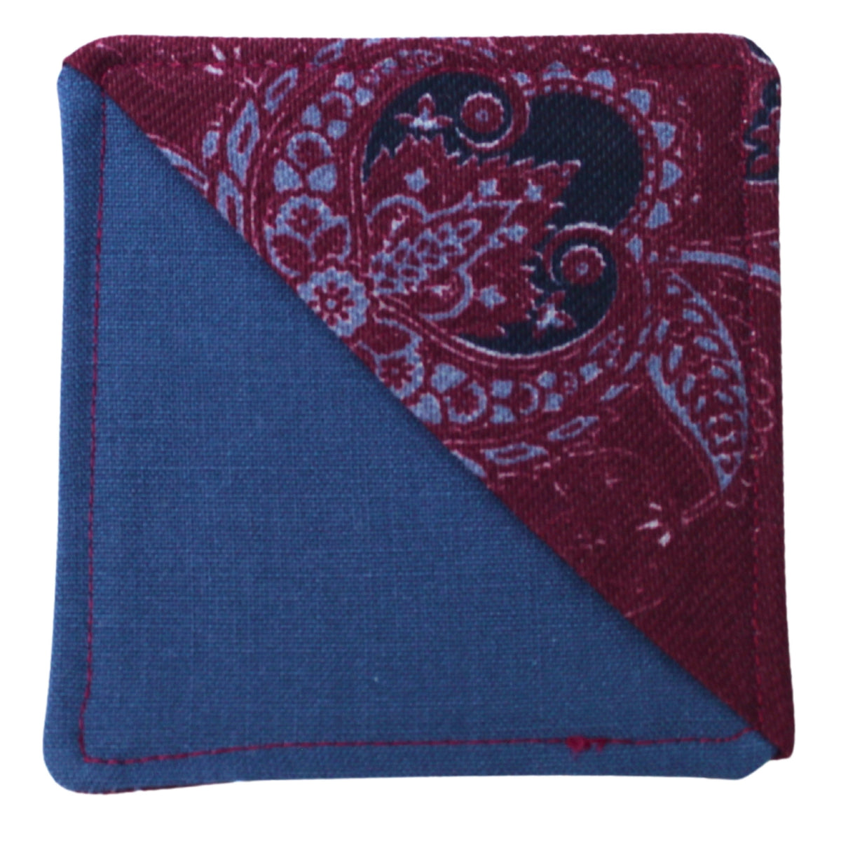 Handmade fabric bookmark in burgundy and grey paisley cotton — part of booksleeve set by Dark Star Stitches