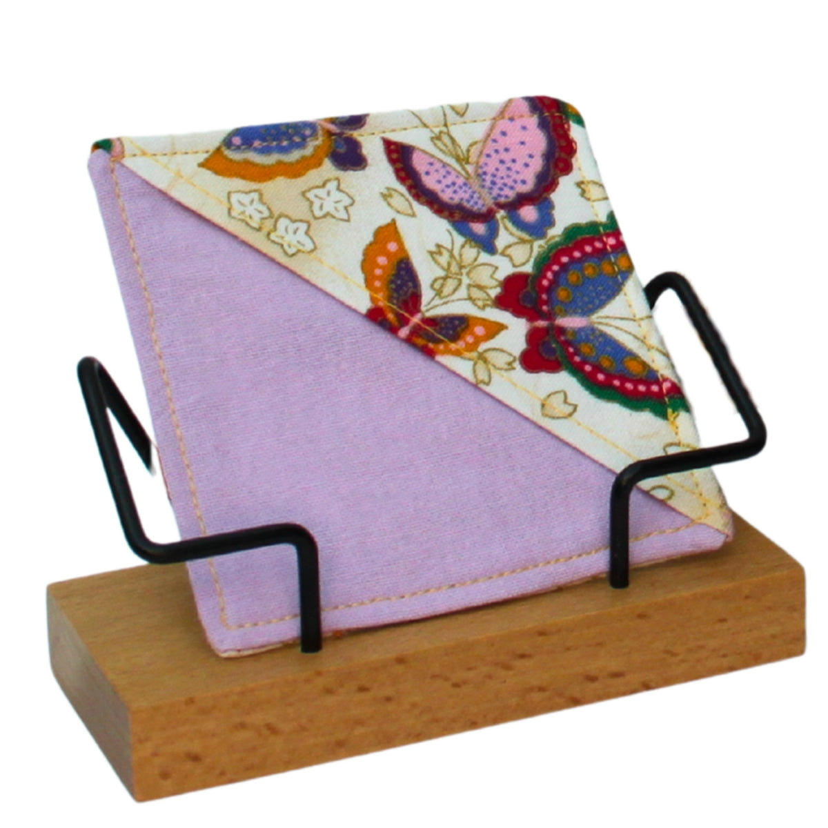 Handmade fabric bookmark in multi-coloured butterfly cream cotton — part of booksleeve set by Dark Star Stitches