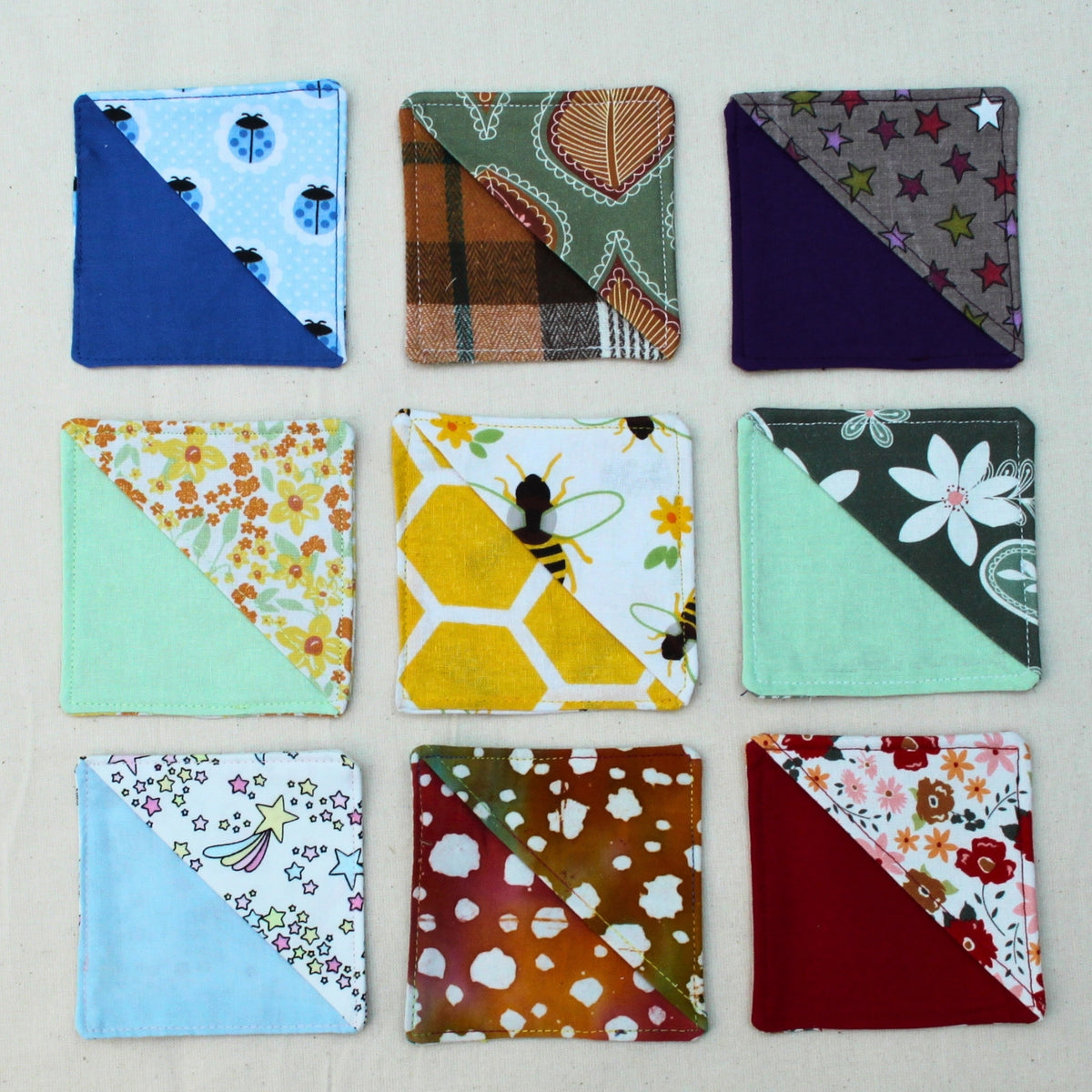 Handmade fabric bookmark showing range of fabric designs — Dark Star Stitches small batch accessory