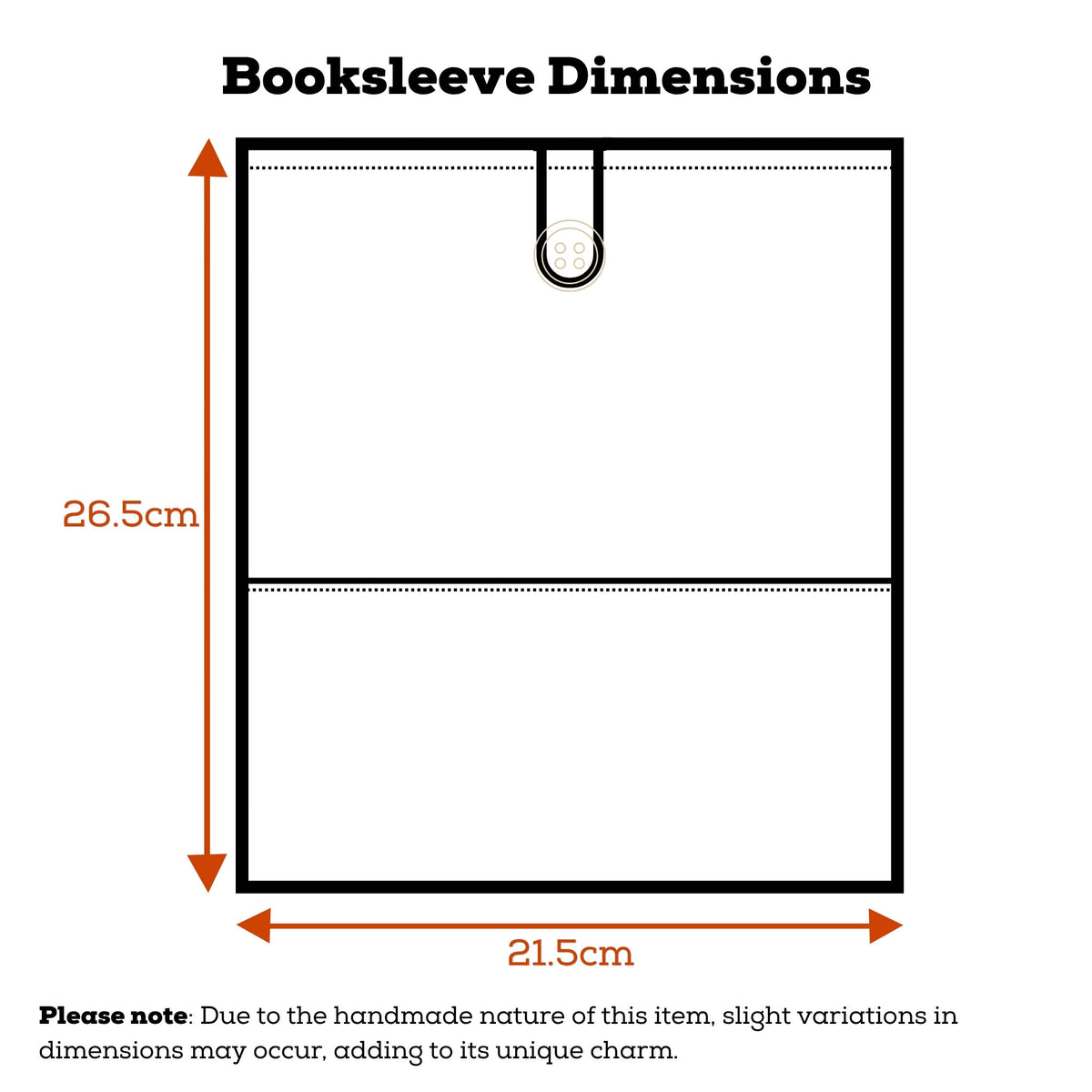 Dimensions guide for handmade quilted booksleeve in cartoon unicorn grey fabric.